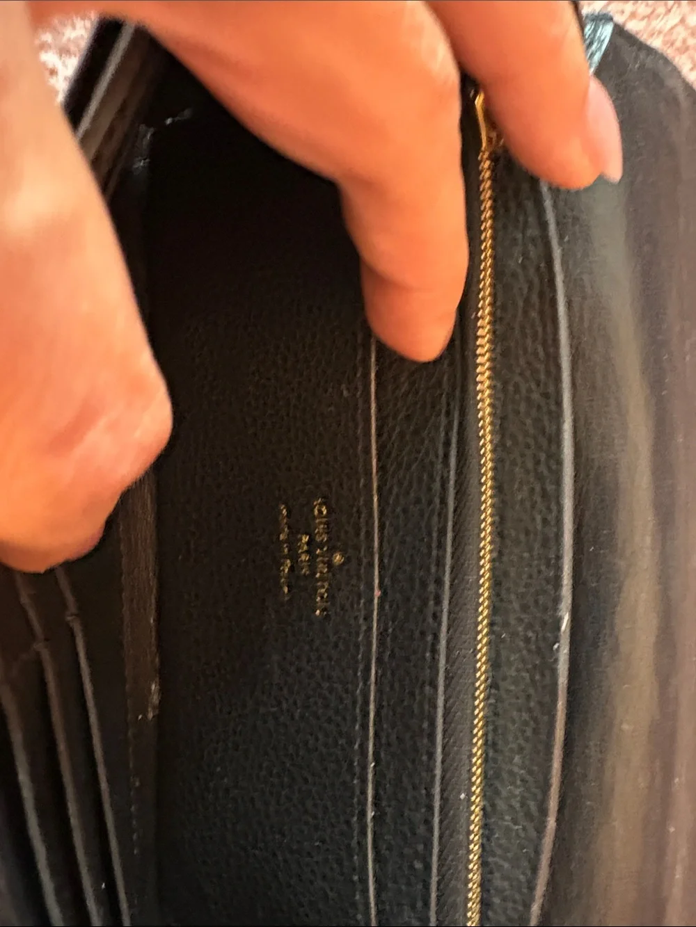 Louis Vuitton Black Leather Key & Card Holder with Gold LV Emblem AUTHENTIC